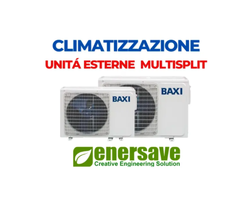 Unità esterne multisplit Baxi installate all’esterno di un’abitazione: soluzioni ideali per climatizzare più ambienti in modo efficiente.